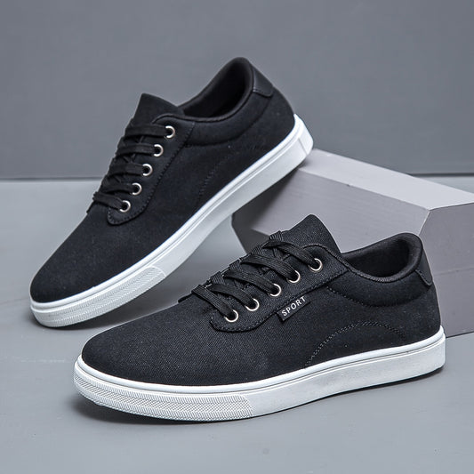 Men's Solid Skate Shoes - Comfy Non-Slip Street Style Sneakers for All Seasons Outdoor Workout Activities